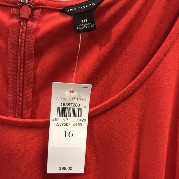 New Ann Taylor Red Sleeveless Dress Ruched Size 16 - Picture 3 of 3